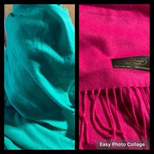 Set Of Two Cashmere Scarves Scarf Pink Green